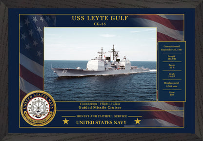 USS Leyte Gulf CG-55 Framed Patriotic Photo