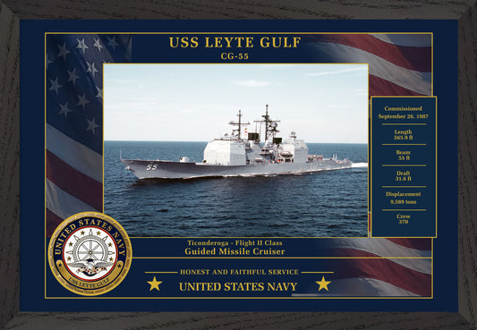 USS Leyte Gulf CG-55 Framed Patriotic Photo