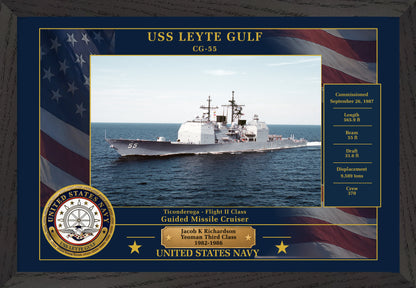 USS Leyte Gulf CG-55 Framed Patriotic Photo