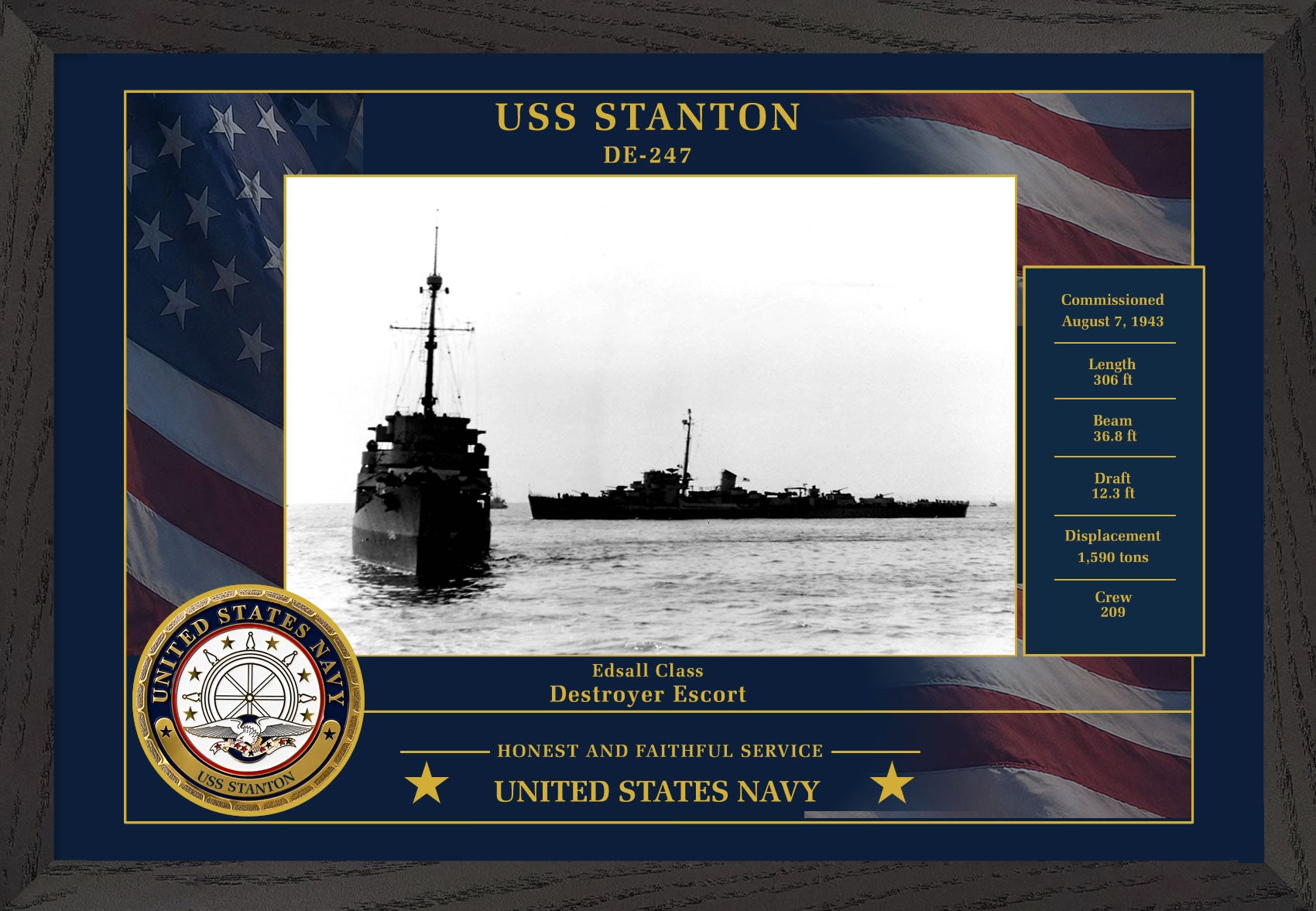 USS Stanton DE-247 Framed Patriotic Photo