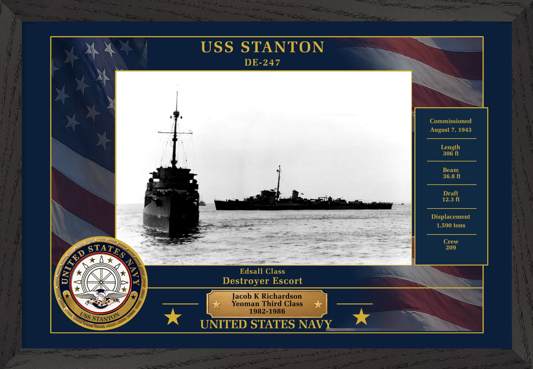 USS Stanton DE-247 Framed Patriotic Photo