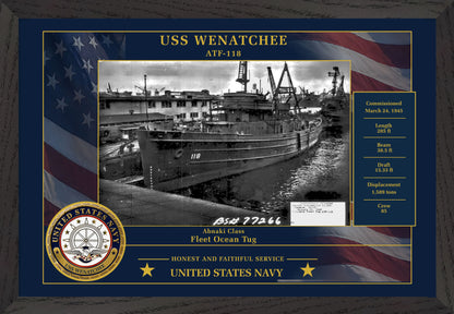 USS Wenatchee ATF-118 Framed Patriotic Photo