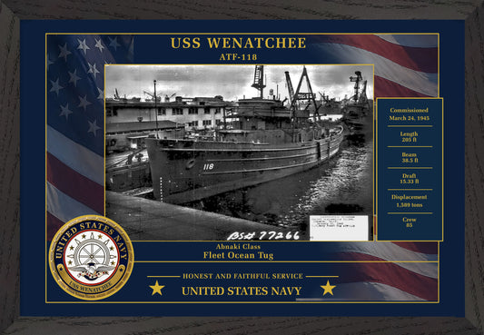 USS Wenatchee ATF-118 Framed Patriotic Photo