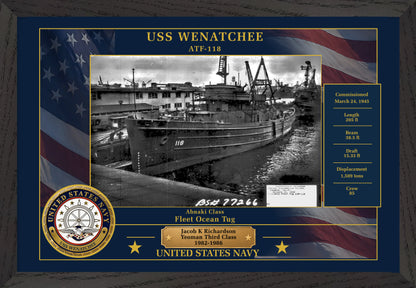 USS Wenatchee ATF-118 Framed Patriotic Photo