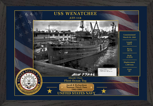 USS Wenatchee ATF-118 Framed Patriotic Photo