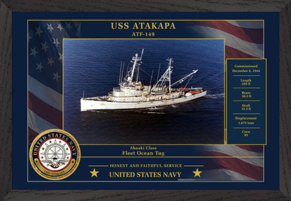 USS Atakapa ATF-149 Framed Patriotic Photo
