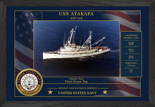 USS Atakapa ATF-149 Framed Patriotic Photo