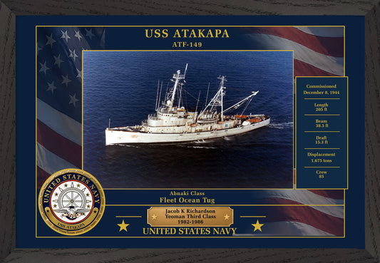 USS Atakapa ATF-149 Framed Patriotic Photo