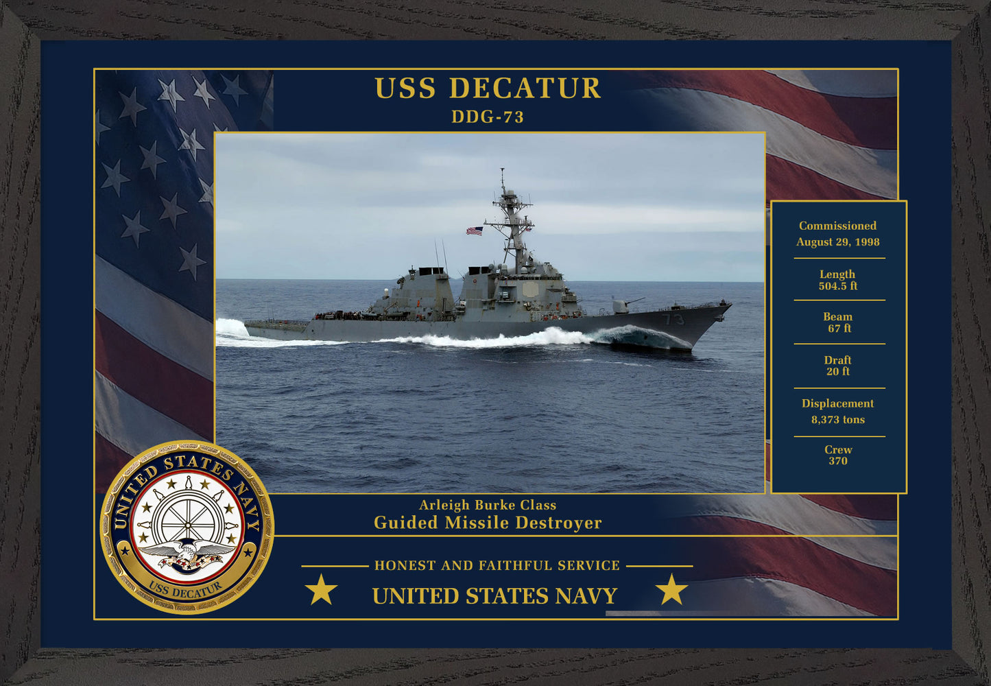USS Decatur DDG-73 Framed Patriotic Photo