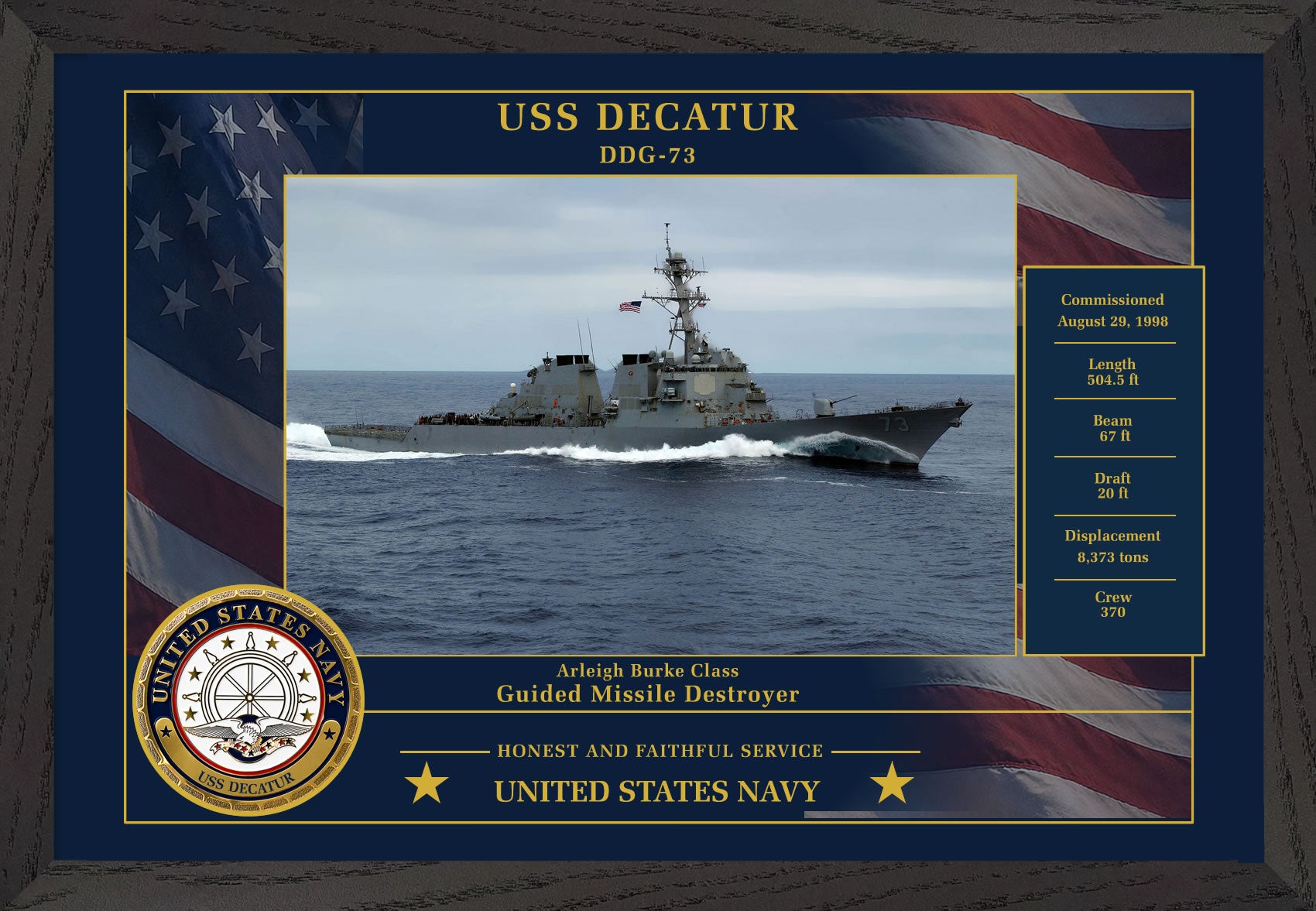 USS Decatur DDG-73 Framed Patriotic Photo