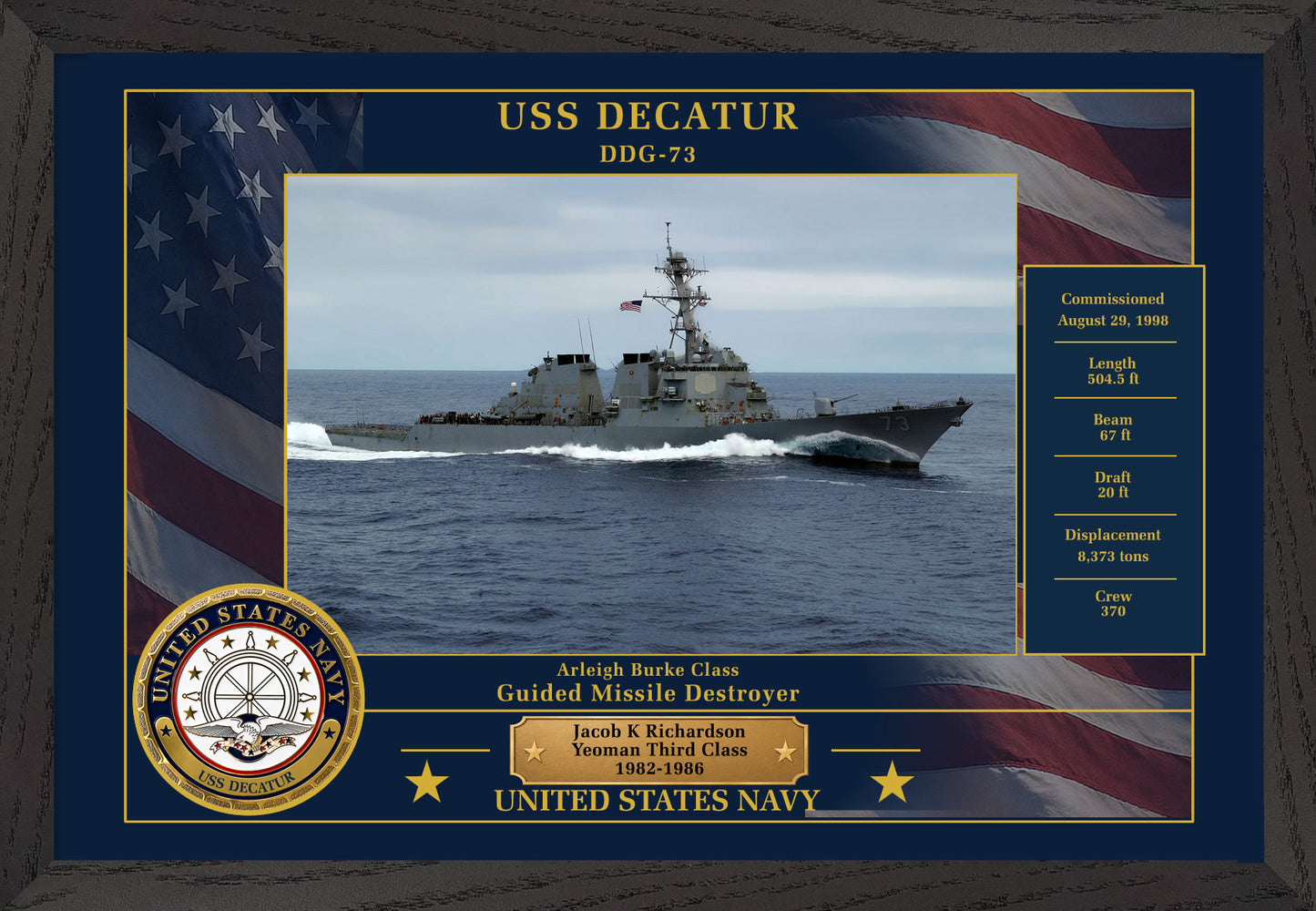 USS Decatur DDG-73 Framed Patriotic Photo