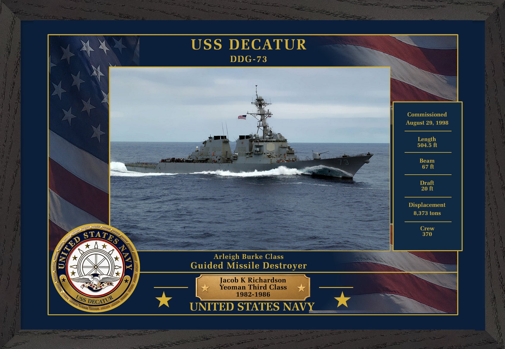 USS Decatur DDG-73 Framed Patriotic Photo