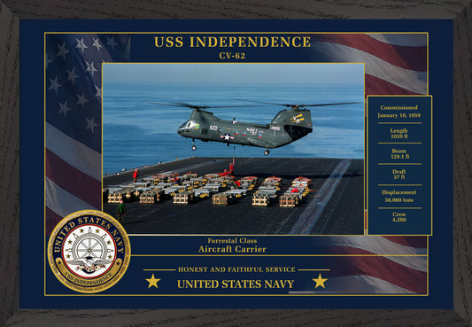 USS Independence CV-62 Framed Patriotic Photo