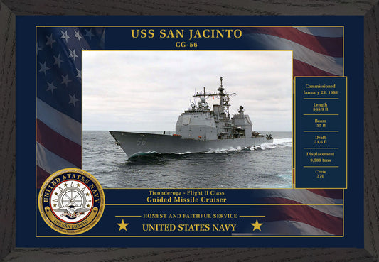 USS San Jacinto CG-56 Framed Patriotic Photo