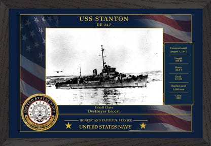 USS Stanton DE-247 Framed Patriotic Photo