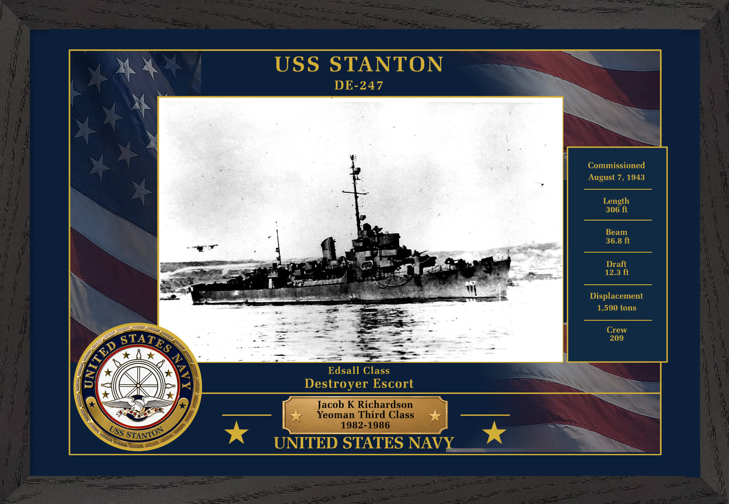 USS Stanton DE-247 Framed Patriotic Photo