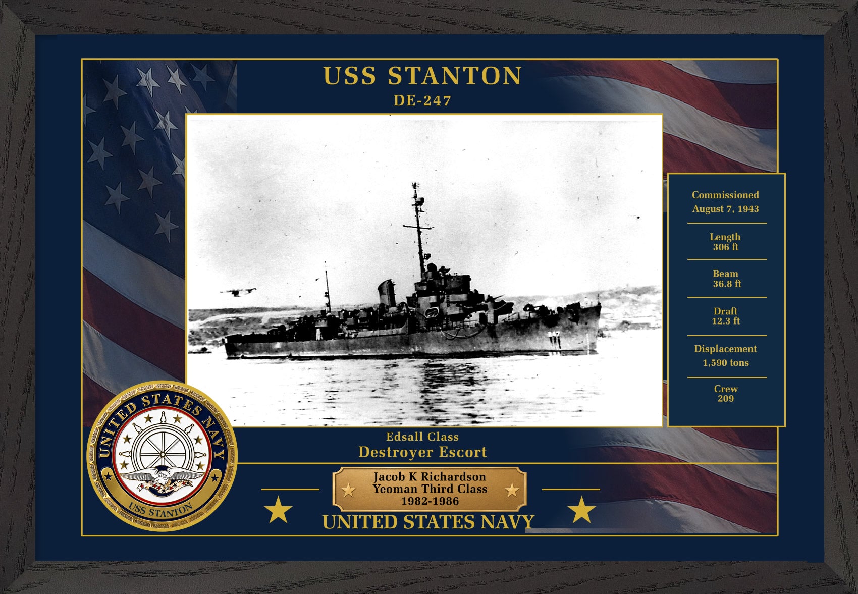 USS Stanton DE-247 Framed Patriotic Photo