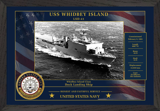 USS Whidbey Island LSD-41 Framed Patriotic Photo