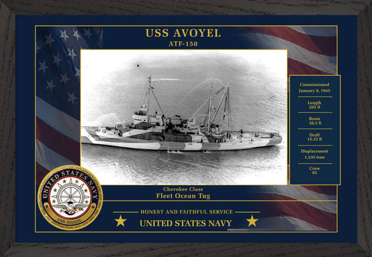 USS Avoyel ATF-150 Framed Patriotic Photo