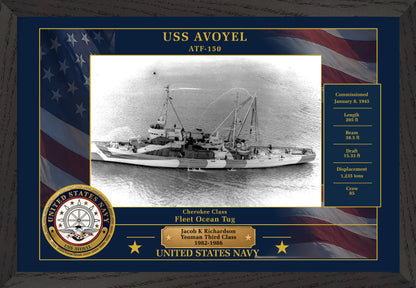 USS Avoyel ATF-150 Framed Patriotic Photo