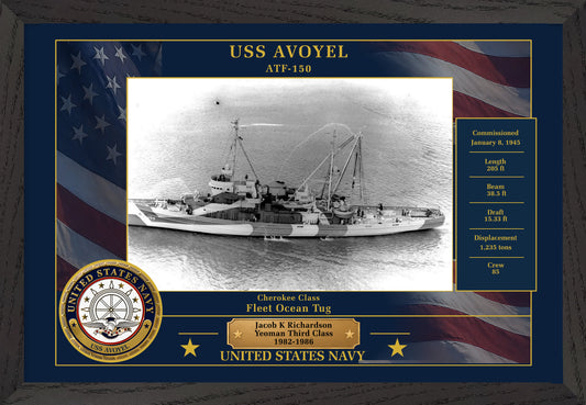 USS Avoyel ATF-150 Framed Patriotic Photo