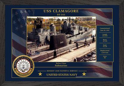 USS Clamagore SS-343 Framed Patriotic Photo