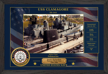 USS Clamagore SS-343 Framed Patriotic Photo
