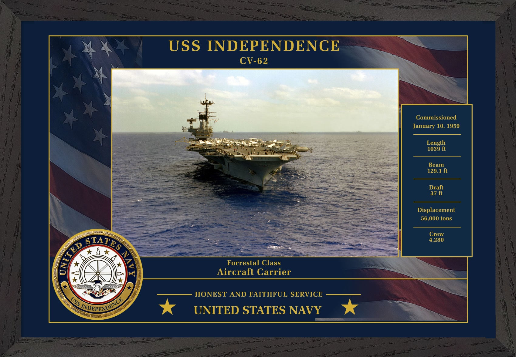 USS Independence CV-62 Framed Patriotic Photo