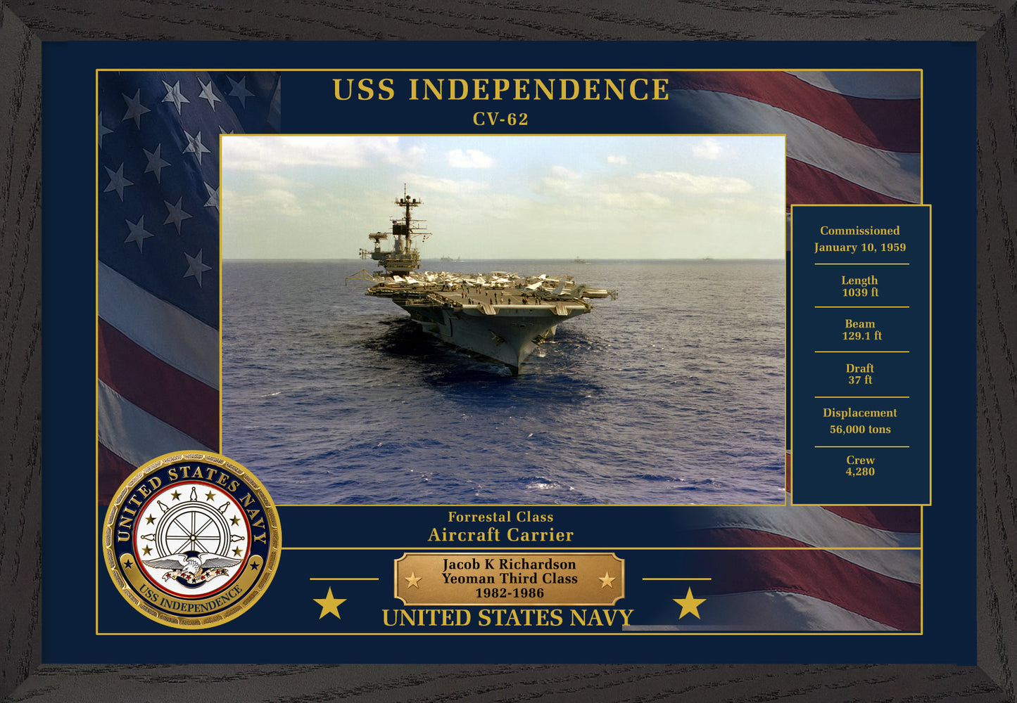 USS Independence CV-62 Framed Patriotic Photo
