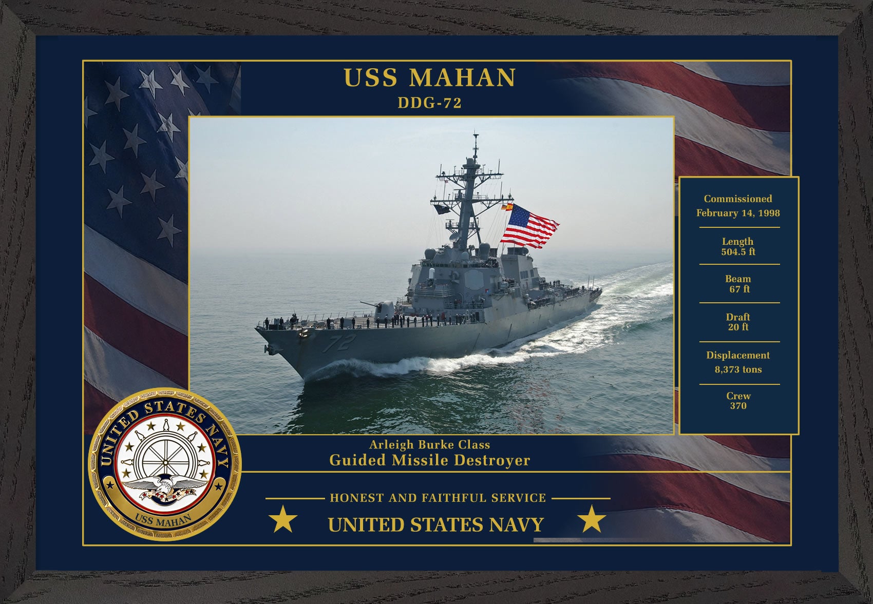 USS Mahan DDG-72 Framed Patriotic Photo
