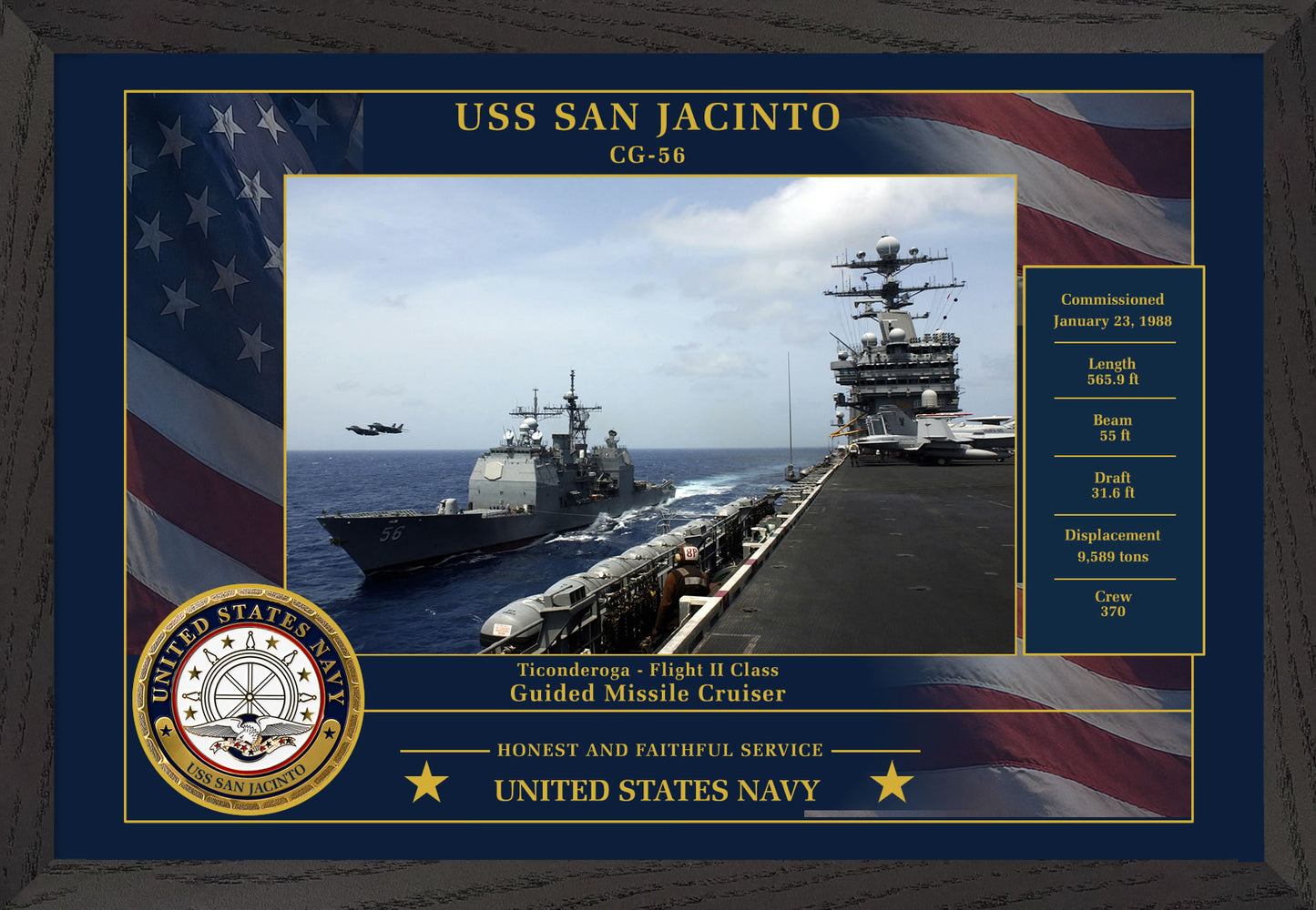 USS San Jacinto CG-56 Framed Patriotic Photo