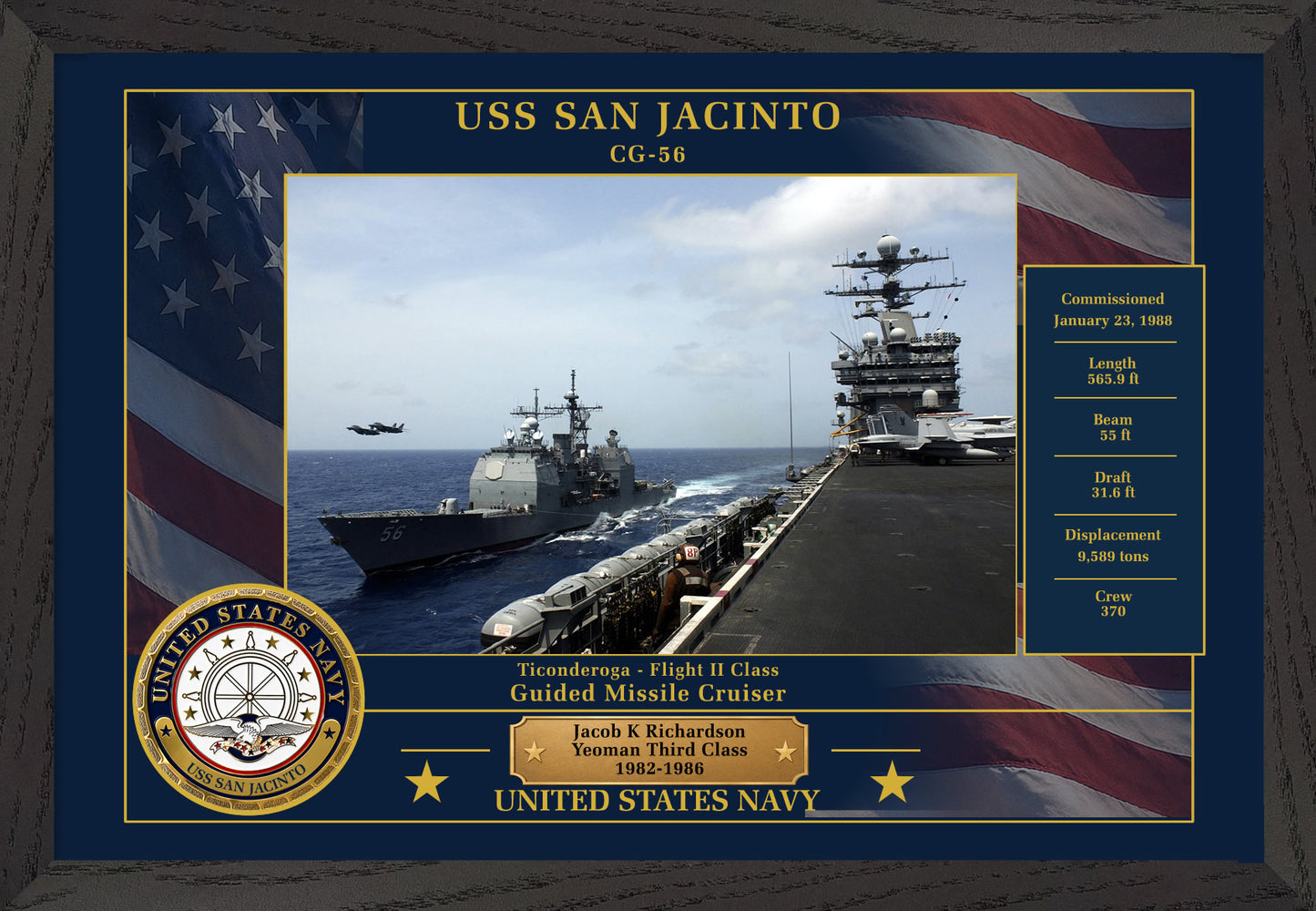 USS San Jacinto CG-56 Framed Patriotic Photo