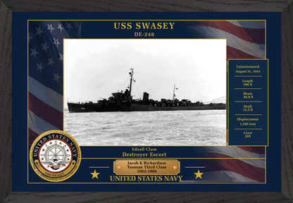 USS Swasey DE-248 Framed Patriotic Photo