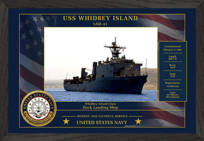 USS Whidbey Island LSD-41 Framed Patriotic Photo