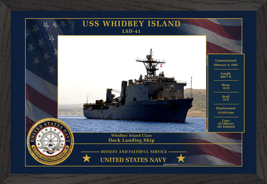 USS Whidbey Island LSD-41 Framed Patriotic Photo