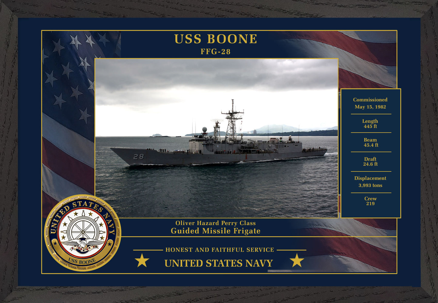 USS Boone FFG-28 Framed Patriotic Photo