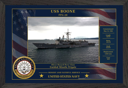 USS Boone FFG-28 Framed Patriotic Photo