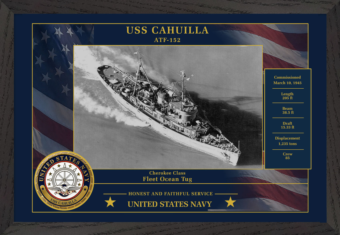 USS Cahuilla ATF-152 Framed Patriotic Photo
