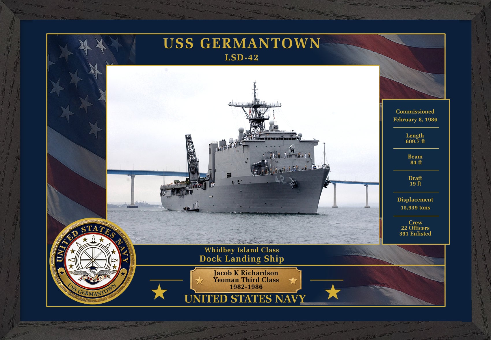 USS Germantown LSD-42 Framed Patriotic Photo