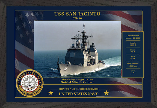 USS San Jacinto CG-56 Framed Patriotic Photo