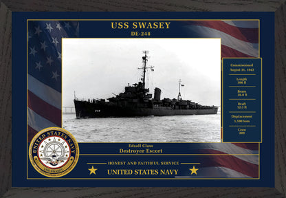 USS Swasey DE-248 Framed Patriotic Photo