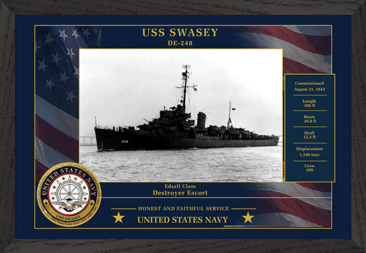 USS Swasey DE-248 Framed Patriotic Photo