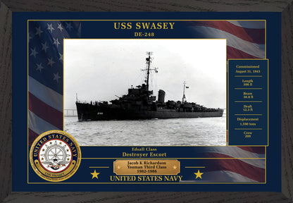 USS Swasey DE-248 Framed Patriotic Photo