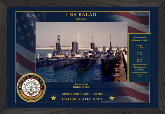 USS Balao SS-285 Framed Patriotic Photo