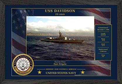 USS Davidson FF-1045 Framed Patriotic Photo