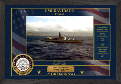 USS Davidson FF-1045 Framed Patriotic Photo
