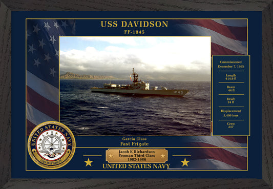 USS Davidson FF-1045 Framed Patriotic Photo
