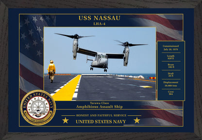 USS Nassau LHA-4 Framed Patriotic Photo