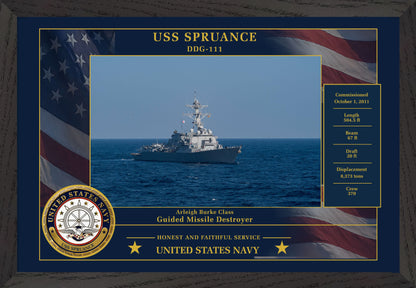 USS Spruance DDG-111 Framed Patriotic Photo