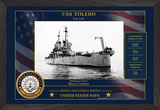 USS Toledo CA-133 Framed Patriotic Photo